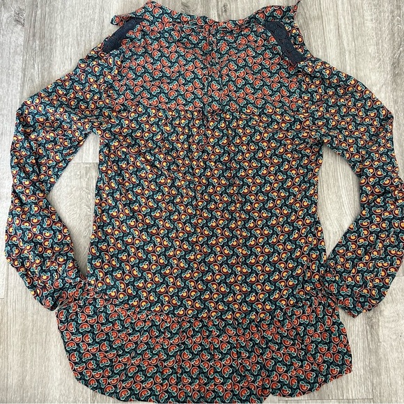 Maeve by Anthropologie Janice Peasant Blouse Floral Layered Boho Spring Size 2 - Picture 4 of 10